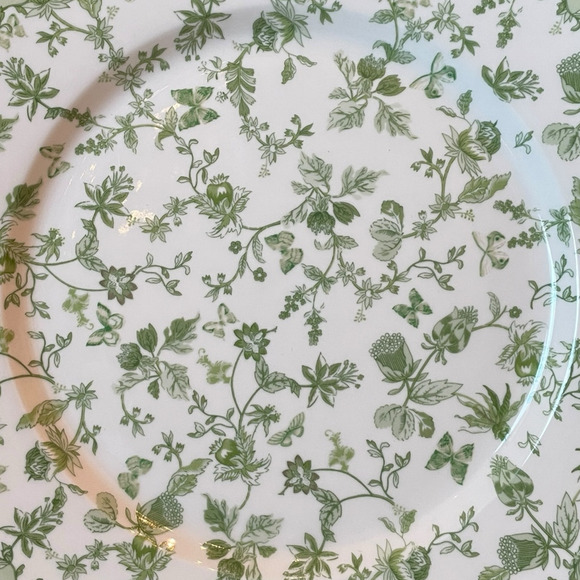 Grace Teaware Porcelain Dinner Plates 10.5" Green & White Floral Set of 4 New - Picture 3 of 13